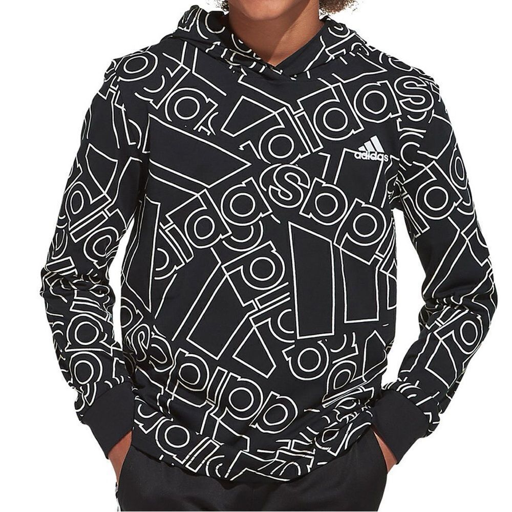 adidas Boys Outline Badge of Sport Hooded Tee - Size Small (8)